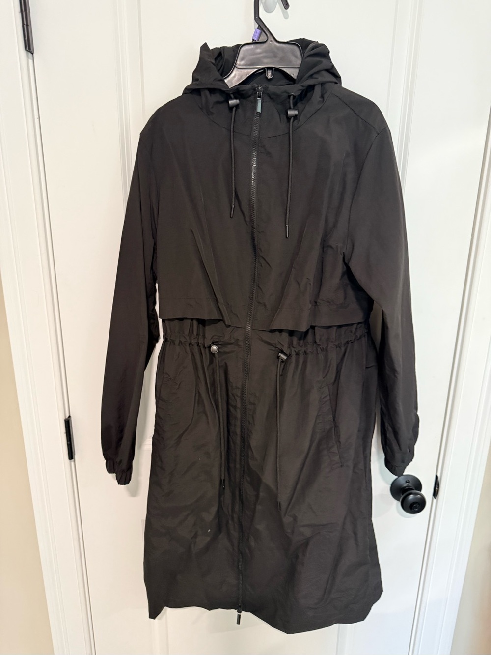 a new day Black Hooded Drawstring Trench Coat